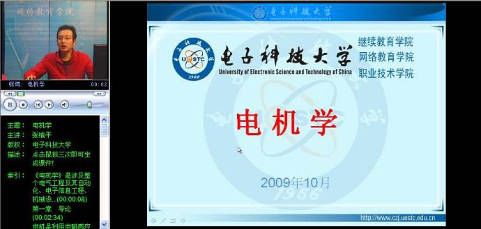 电机学视频教程 64讲 电子科技大学
